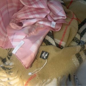 Burberry Silk Scarf 26” & Odiva Shawl 44”+PLUS bonus Crystal Euro Earrings